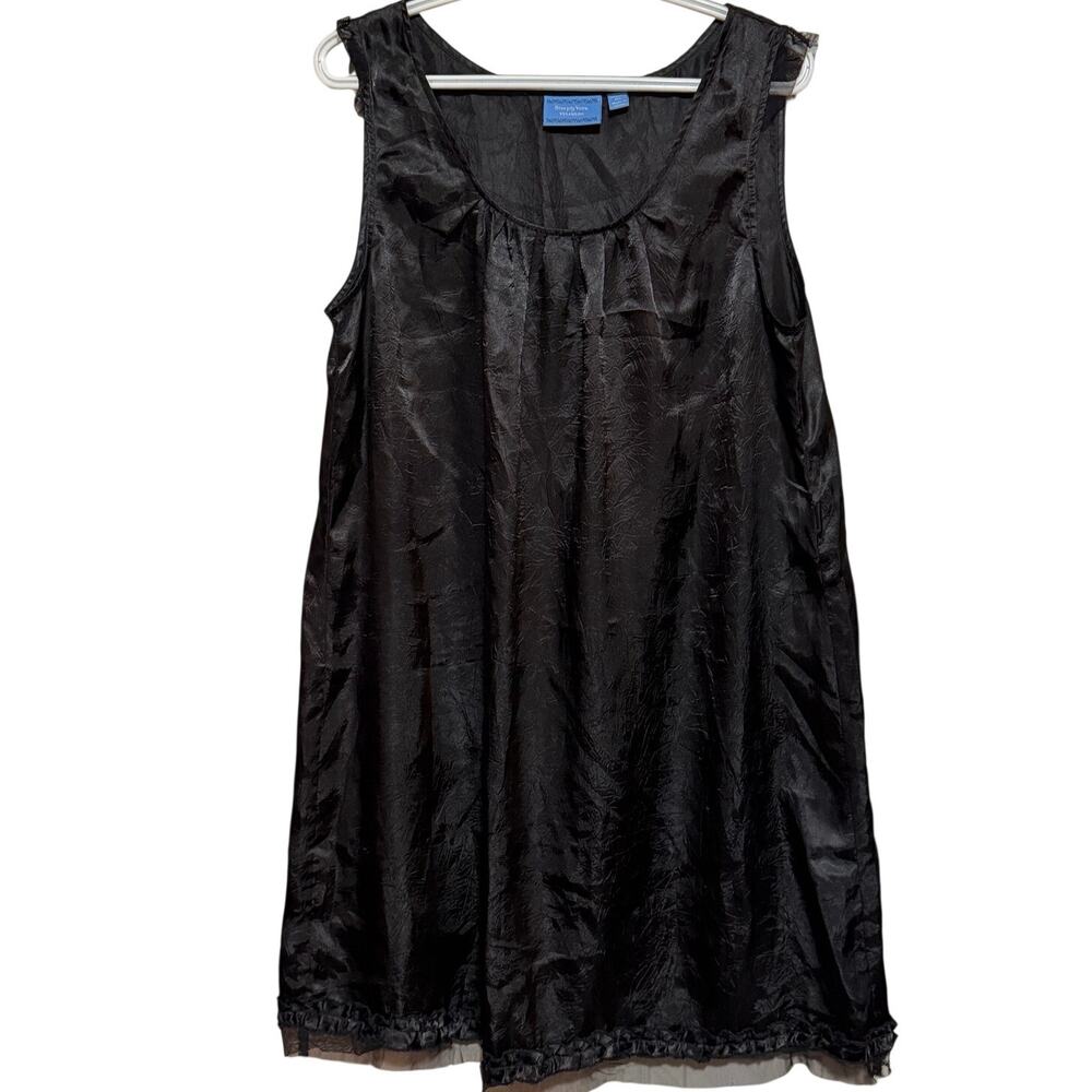 Simply Vera Vera Bradley Women's Black Sleeveless Nightgown Ruffled Hem Size XL